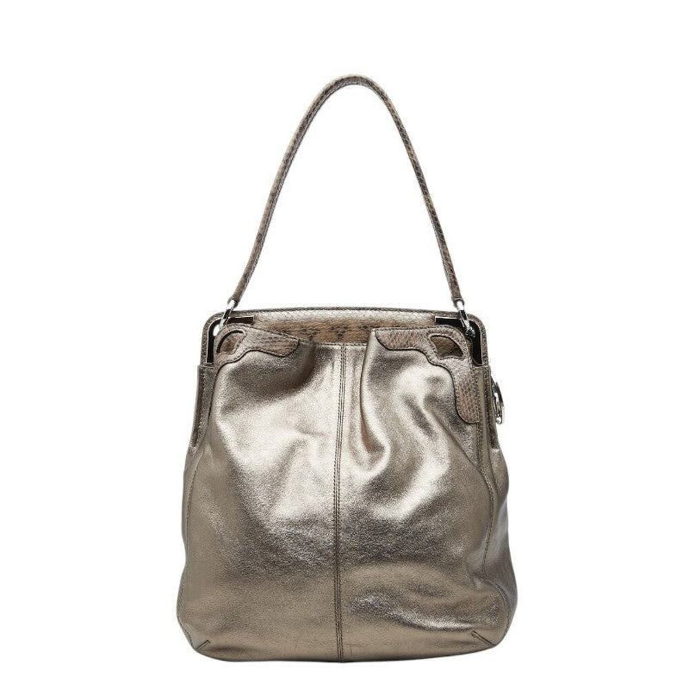 Cartier Python Marcello One Shoulder Bag Gold Brown